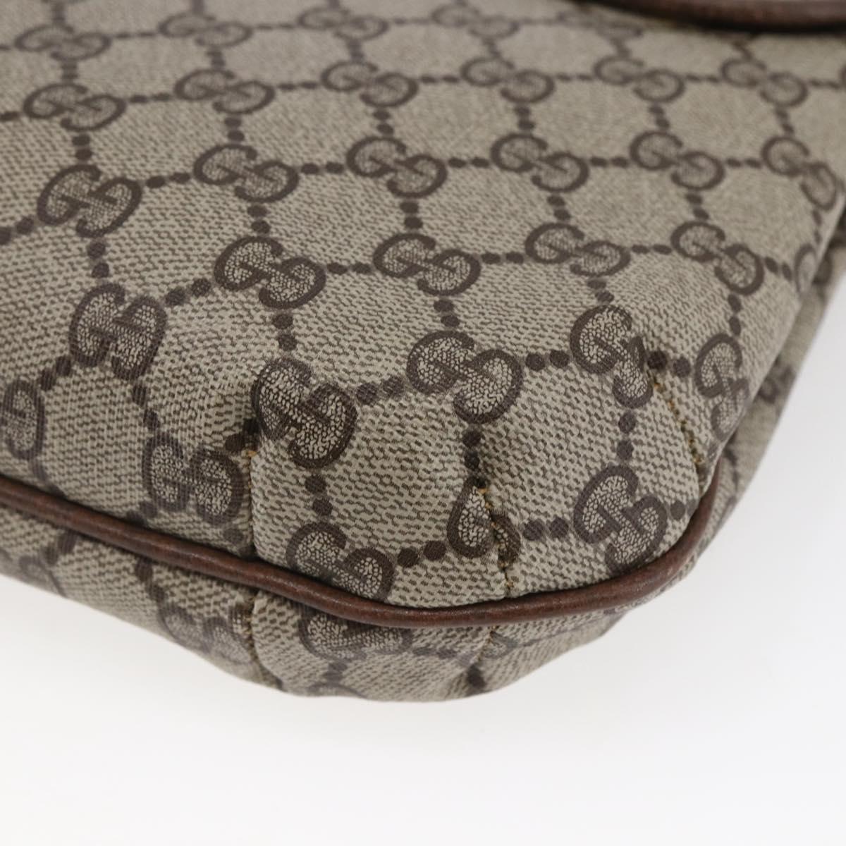 GUCCI GG Canvas Web Sherry Line Shoulder Bag PVC Leather Beige Green Auth BA6766