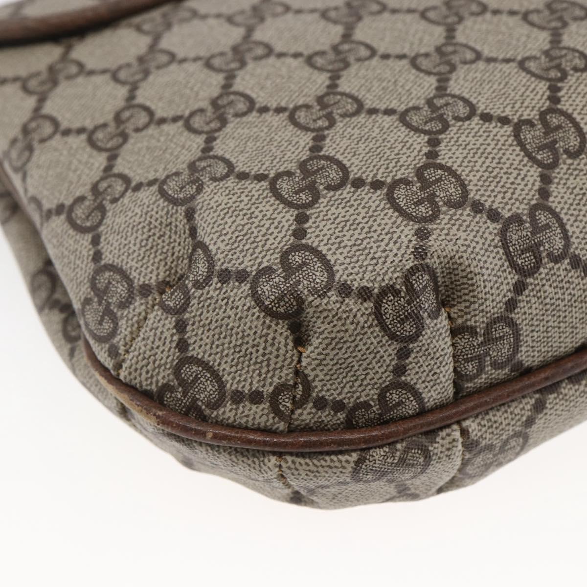 GUCCI GG Canvas Web Sherry Line Shoulder Bag PVC Leather Beige Green Auth BA6766