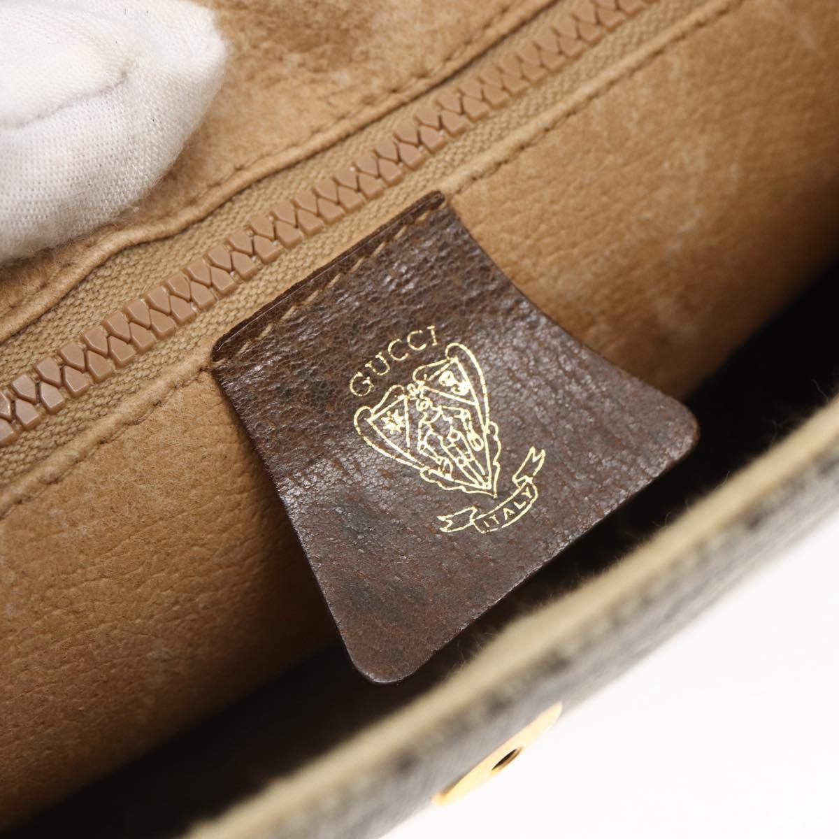 GUCCI GG Canvas Web Sherry Line Shoulder Bag PVC Leather Beige Green Auth BA6766