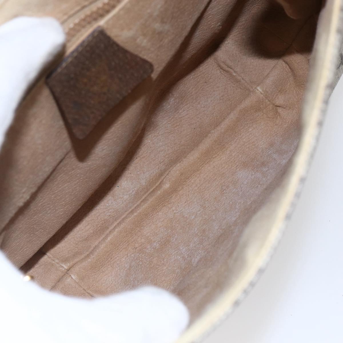 GUCCI GG Canvas Web Sherry Line Shoulder Bag PVC Leather Beige Green Auth BA6766