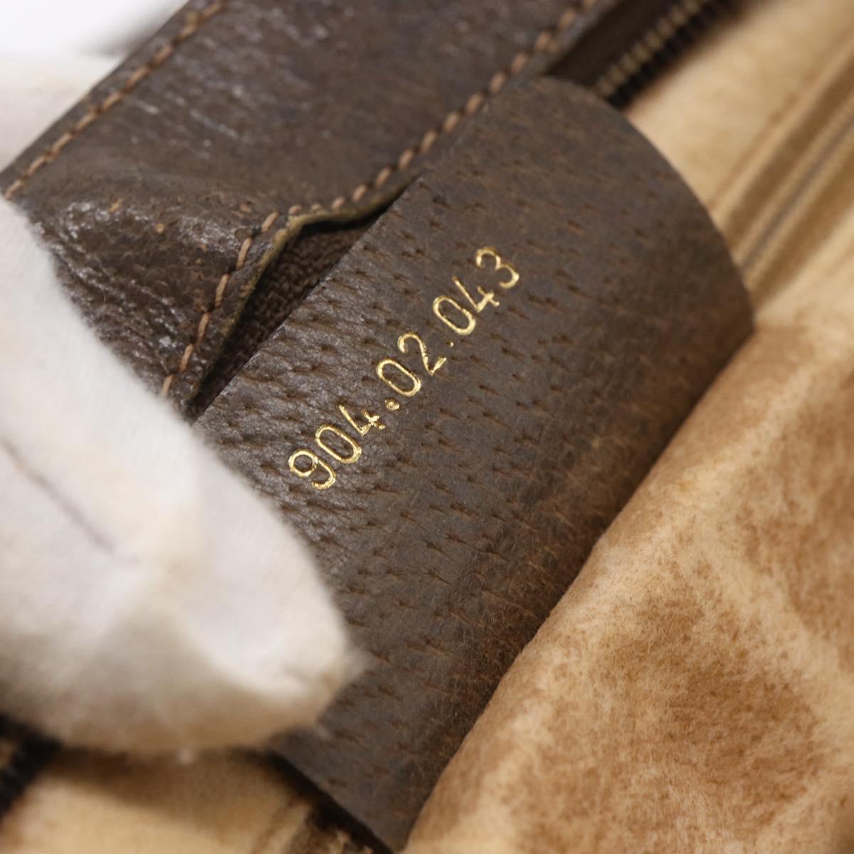 GUCCI GG Canvas Web Sherry Line Shoulder Bag PVC Leather Beige Green Auth BA6767