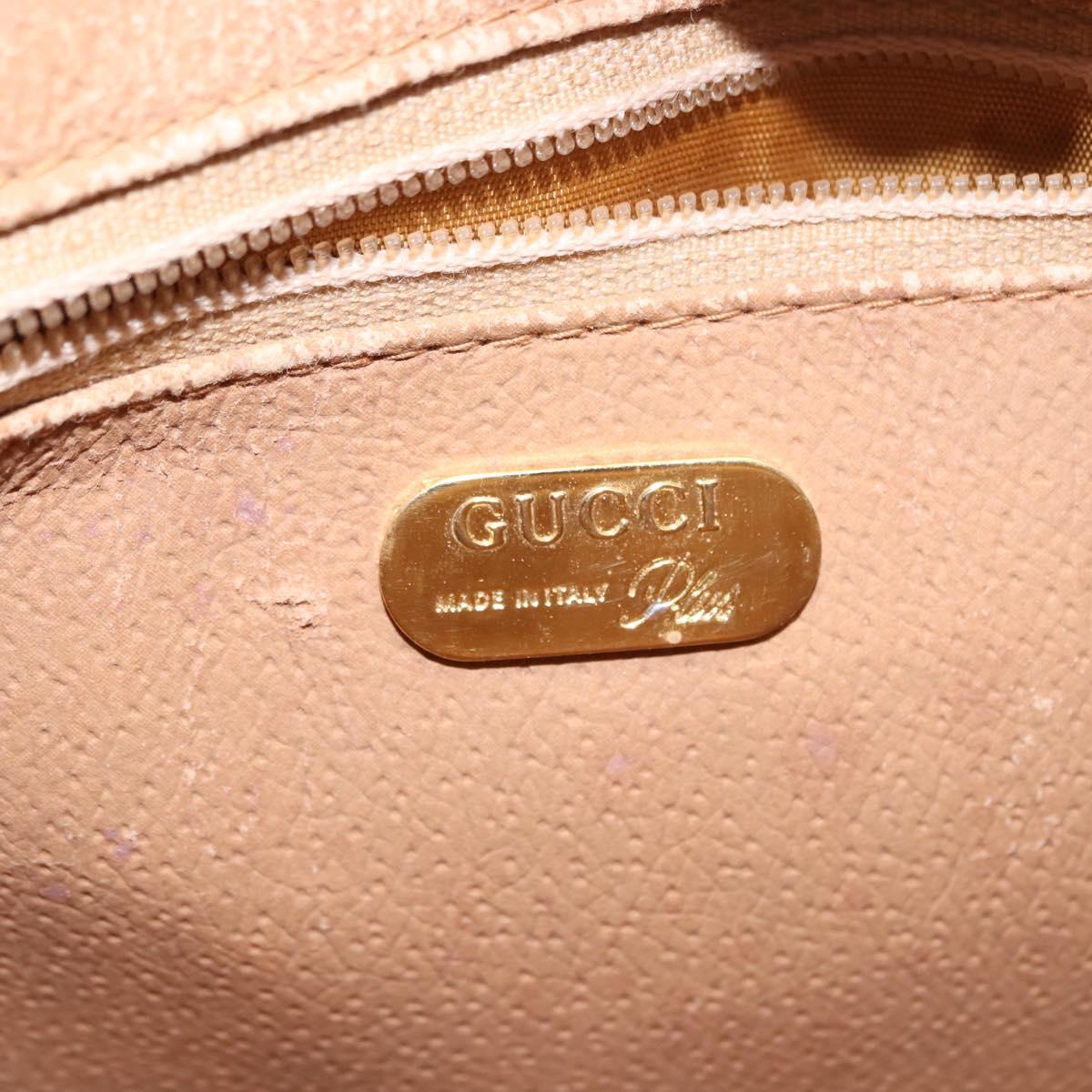 GUCCI GG PLUS Canvas Clutch Bag PVC Leather Beige Auth BA6769