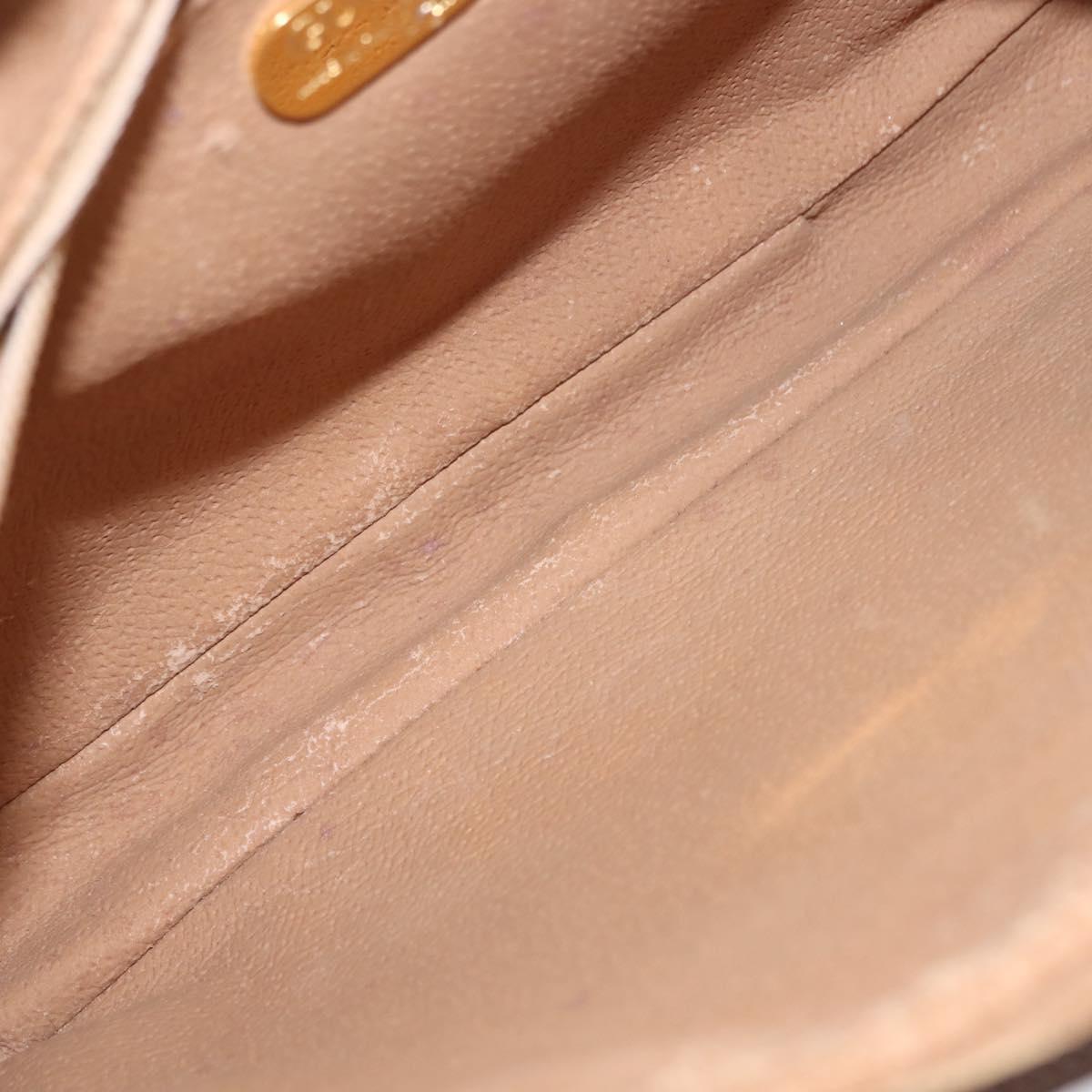 GUCCI GG PLUS Canvas Clutch Bag PVC Leather Beige Auth BA6769