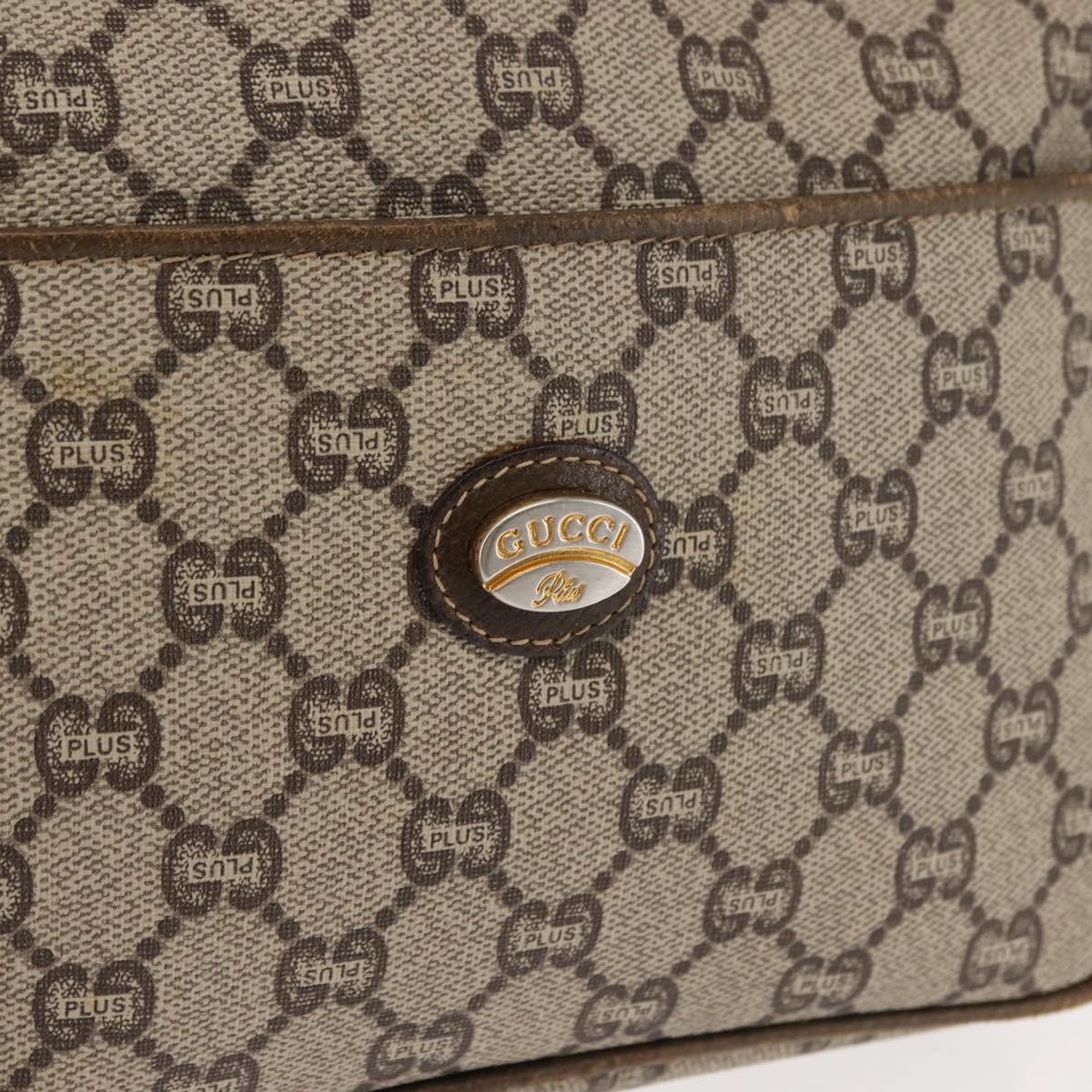 GUCCI GG PLUS Canvas Shoulder Bag PVC Leather Beige Auth BA6771