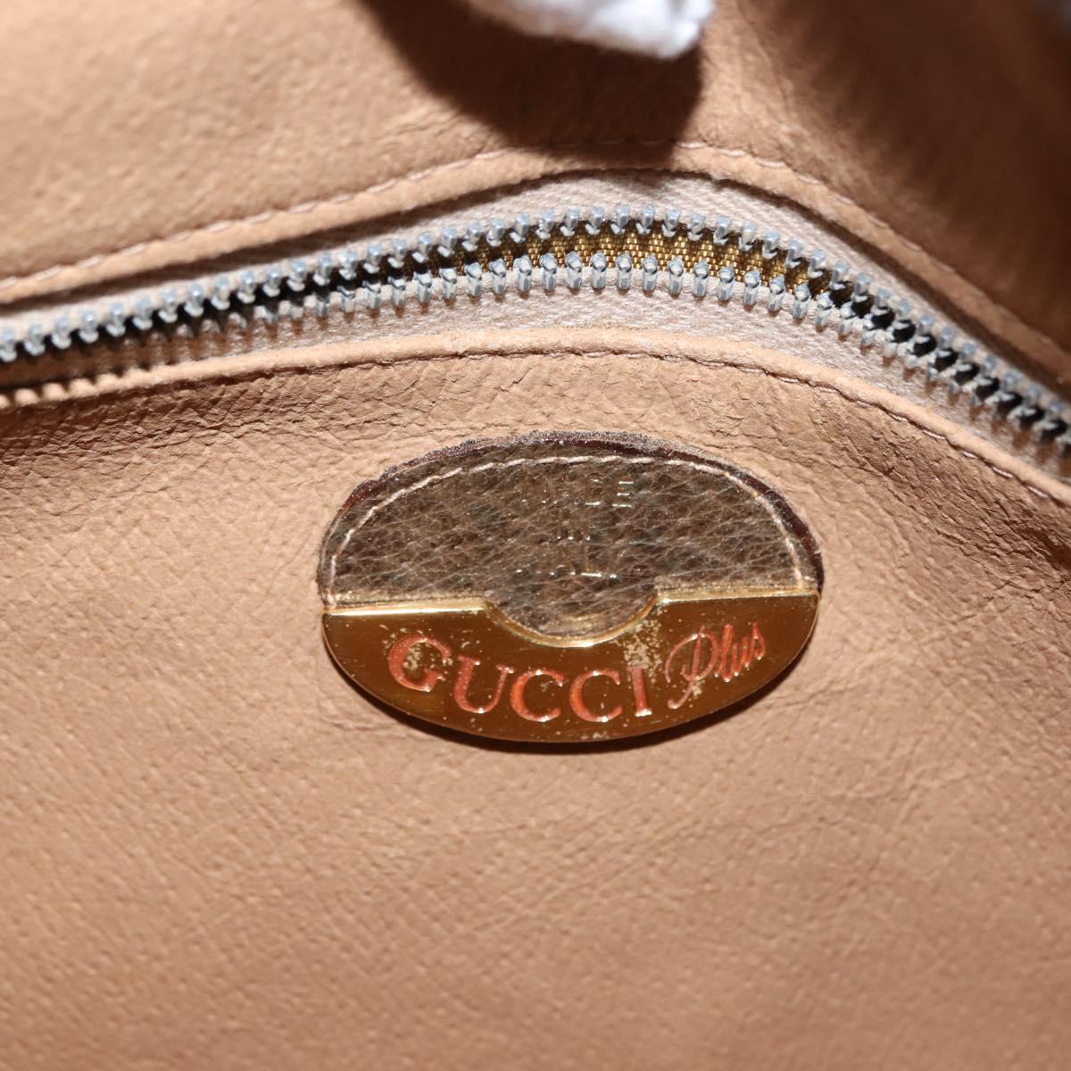 GUCCI GG PLUS Canvas Shoulder Bag PVC Leather Beige Auth BA6771