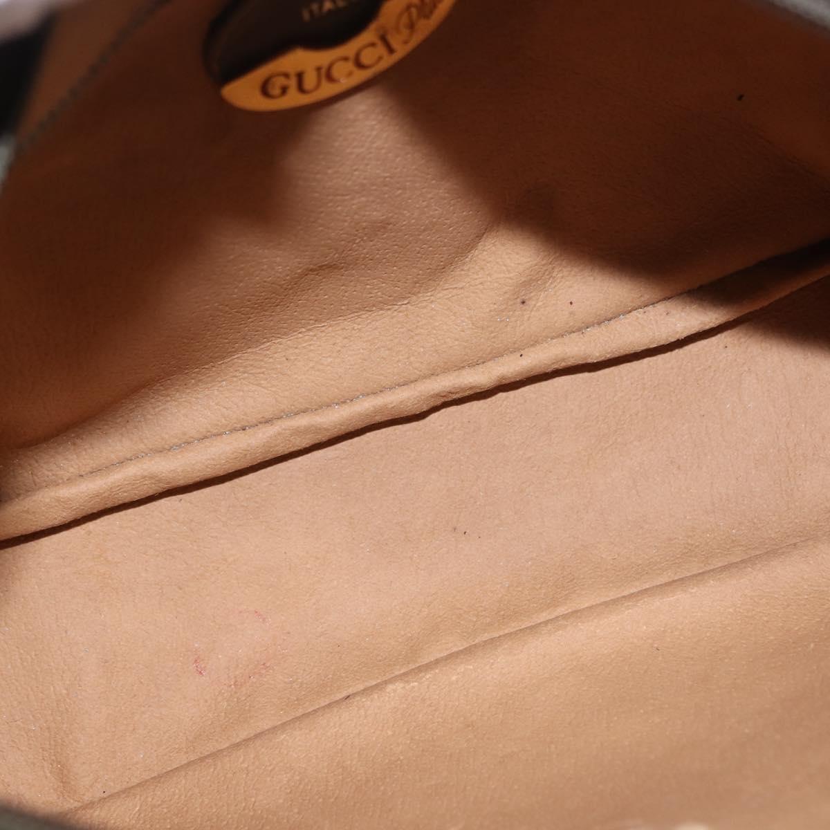 GUCCI GG PLUS Canvas Shoulder Bag PVC Leather Beige Auth BA6771