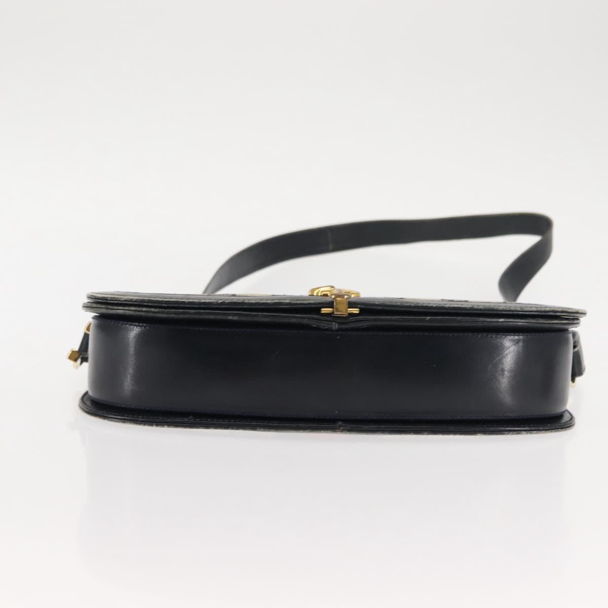 GUCCI GG Canvas Sherry Line Shoulder Bag Canvas Navy Red Auth BA6773