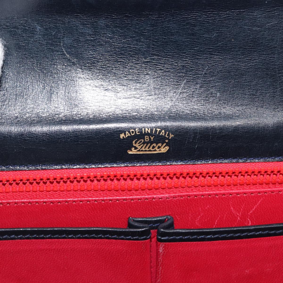 GUCCI GG Canvas Sherry Line Shoulder Bag Canvas Navy Red Auth BA6773