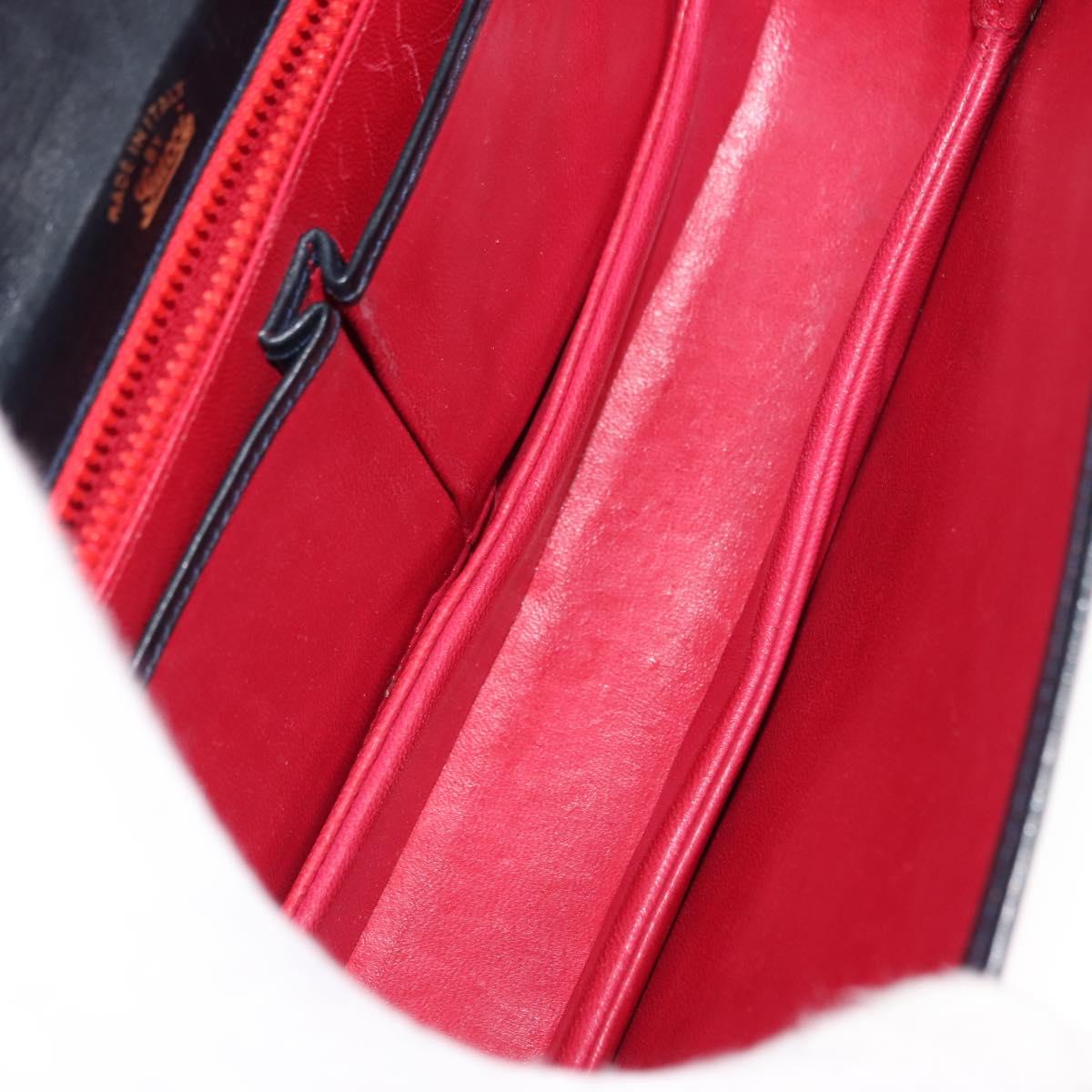GUCCI GG Canvas Sherry Line Shoulder Bag Canvas Navy Red Auth BA6773