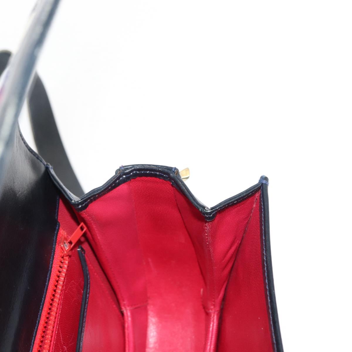 GUCCI GG Canvas Sherry Line Shoulder Bag Canvas Navy Red Auth BA6773