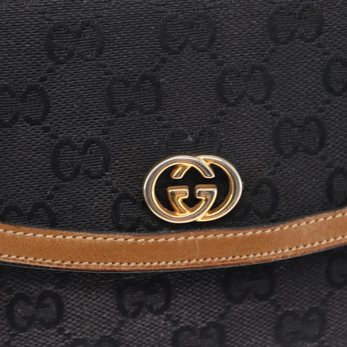 GUCCI GG Canvas Shoulder Bag Canvas Black Brown Auth BA6774