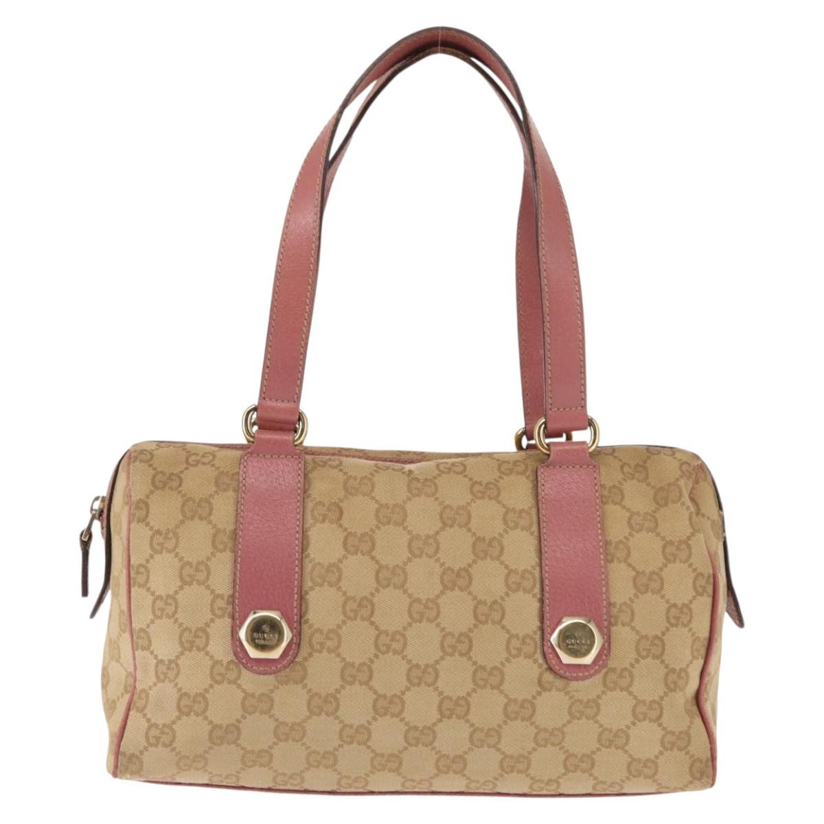 GUCCI GG Canvas Shoulder Bag Beige Gold 152457 Auth BA6775