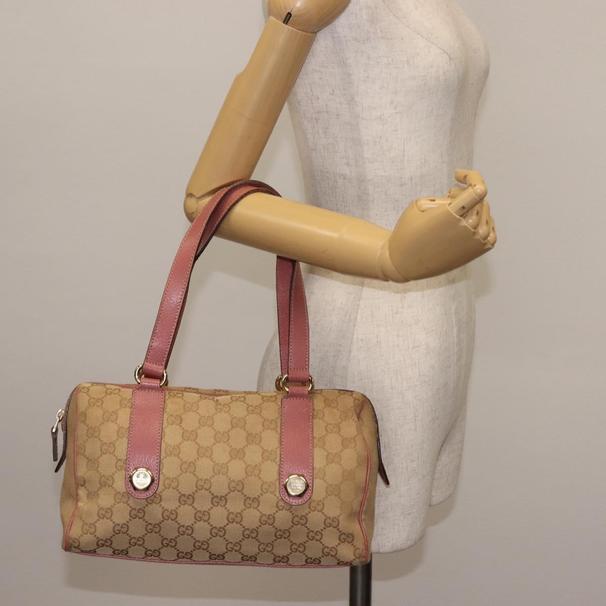 GUCCI GG Canvas Shoulder Bag Beige Gold 152457 Auth BA6775