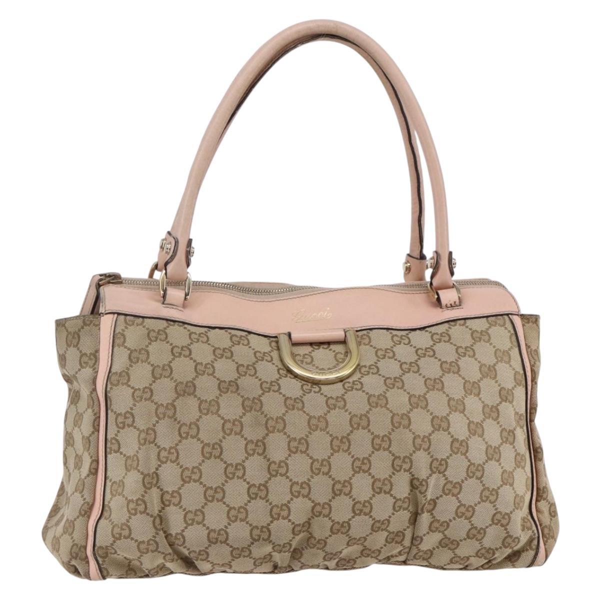 GUCCI GG Canvas Abbey Tote Bag Beige Gold 189831 Auth BA6776