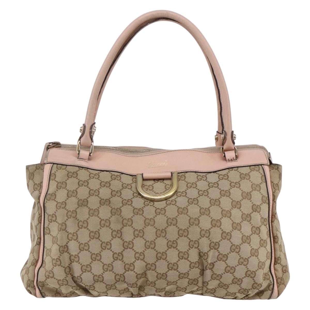 GUCCI GG Canvas Abbey Tote Bag Beige Gold 189831 Auth BA6776