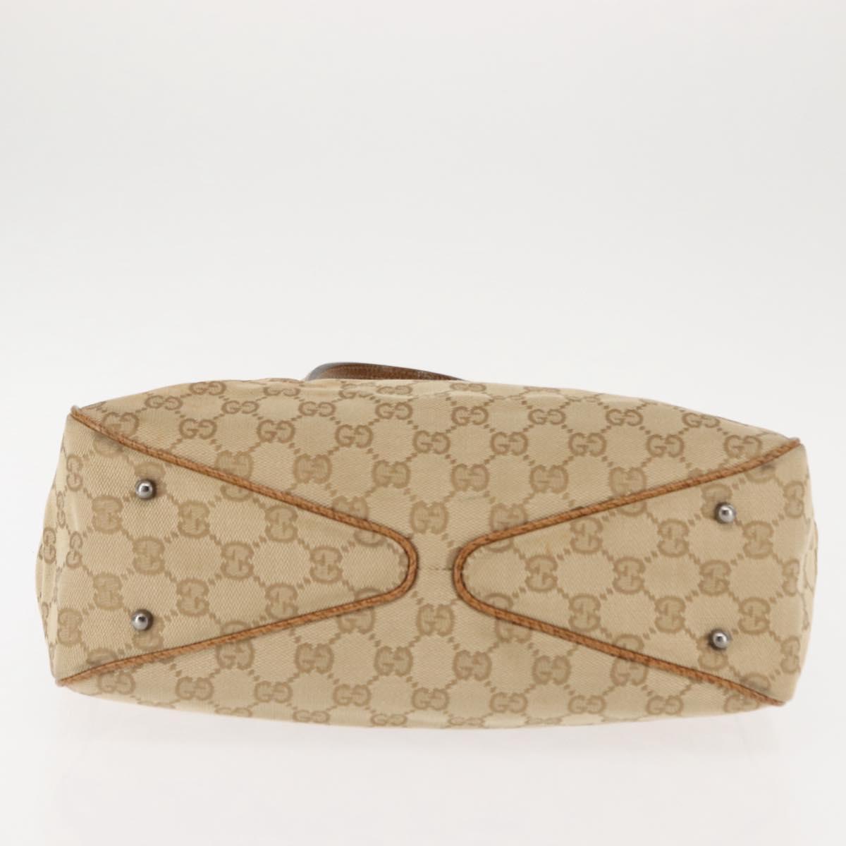 GUCCI GG Canvas Tote Bag Beige Silver 113019 Auth BA6777