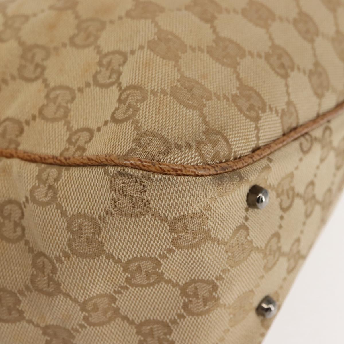 GUCCI GG Canvas Tote Bag Beige Silver 113019 Auth BA6777