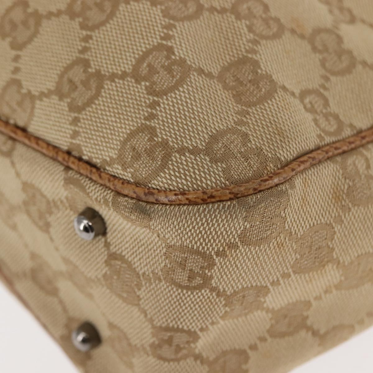 GUCCI GG Canvas Tote Bag Beige Silver 113019 Auth BA6777