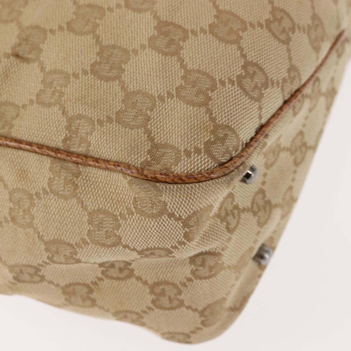 GUCCI GG Canvas Tote Bag Beige Silver 113019 Auth BA6777