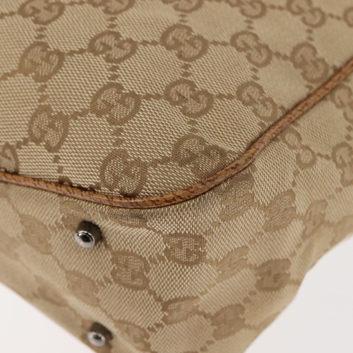 GUCCI GG Canvas Tote Bag Beige Silver 113019 Auth BA6777