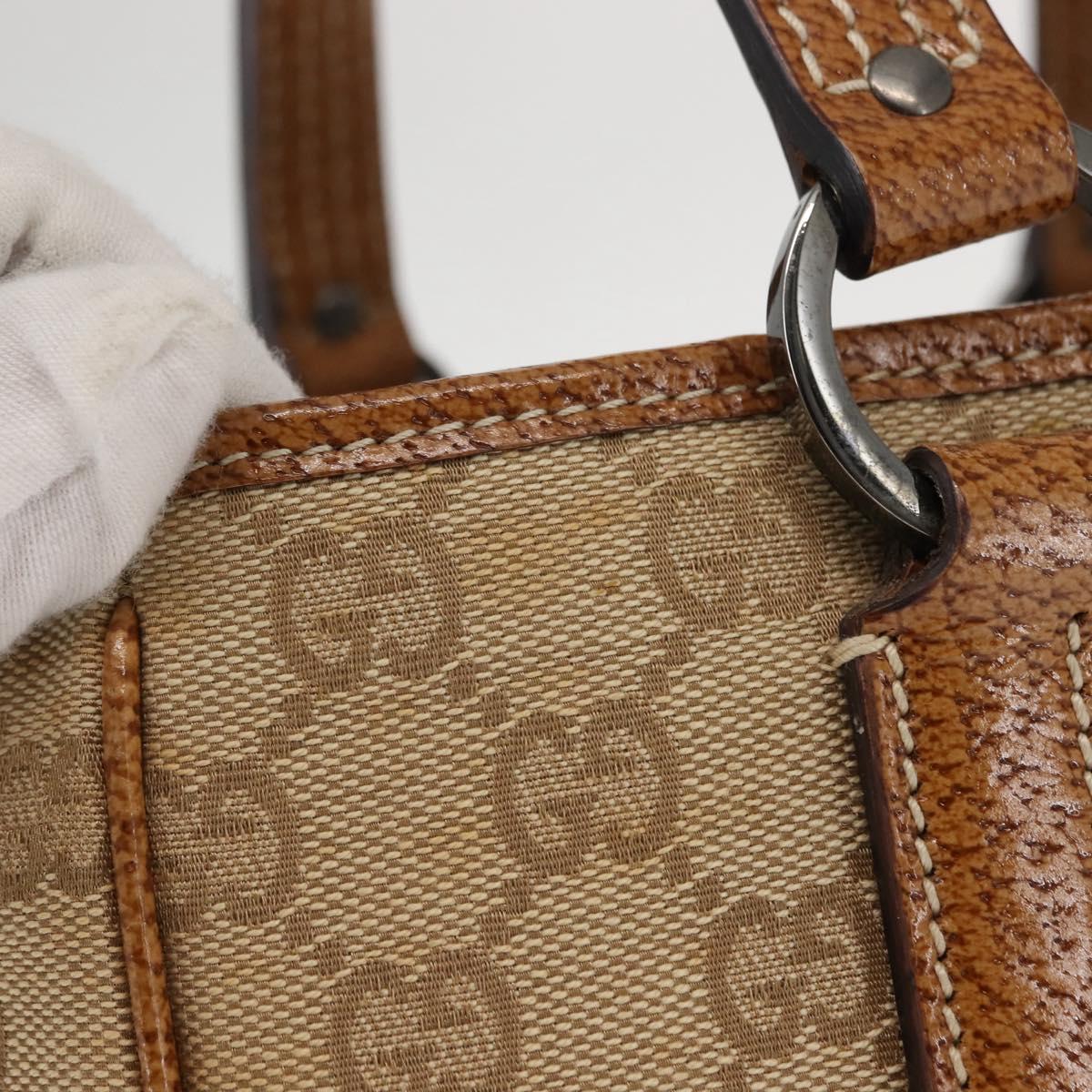 GUCCI GG Canvas Tote Bag Beige Silver 113019 Auth BA6777