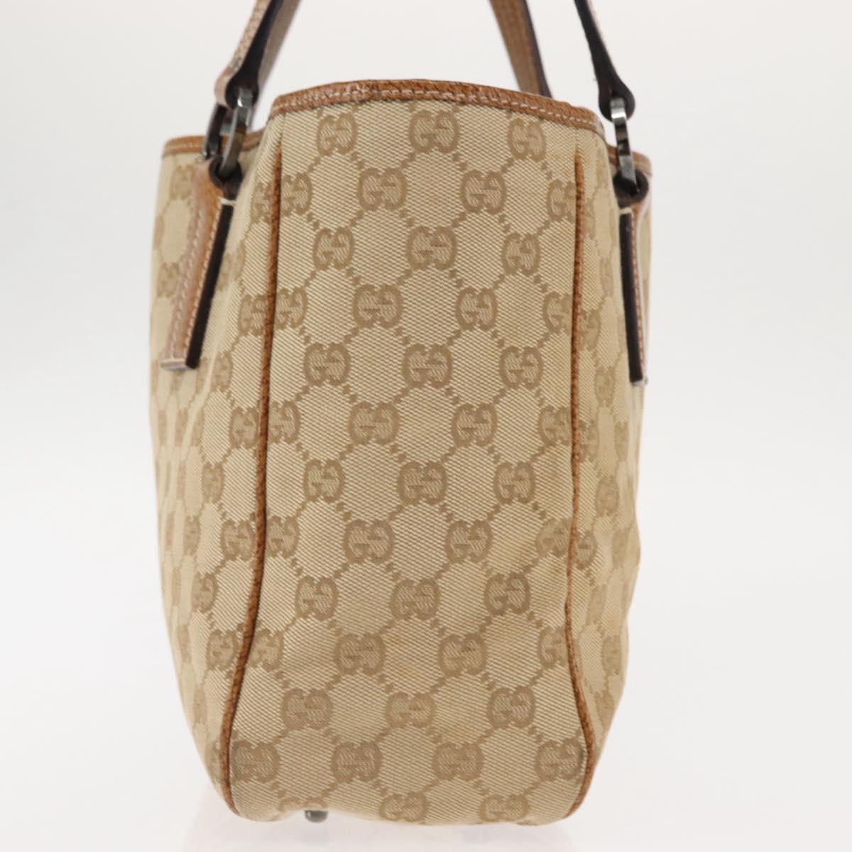 GUCCI GG Canvas Tote Bag Beige Silver 113019 Auth BA6777