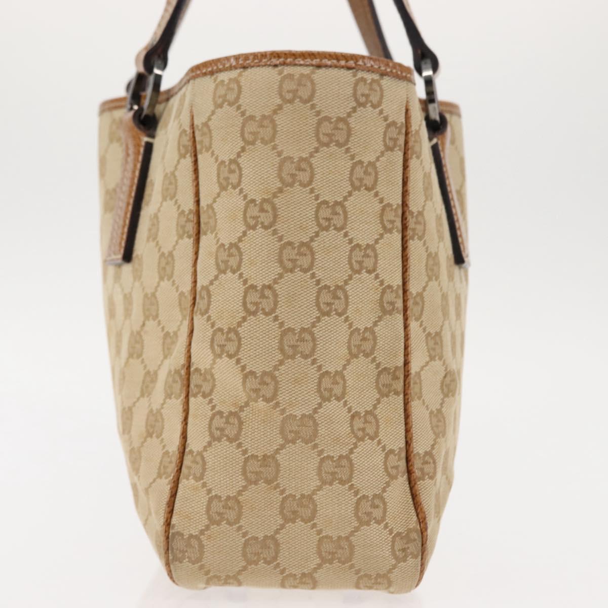 GUCCI GG Canvas Tote Bag Beige Silver 113019 Auth BA6777