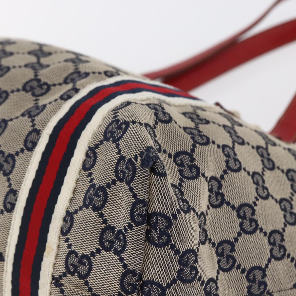 GUCCI GG Canvas Tote Bag Navy Gold 137396 Auth BA6779