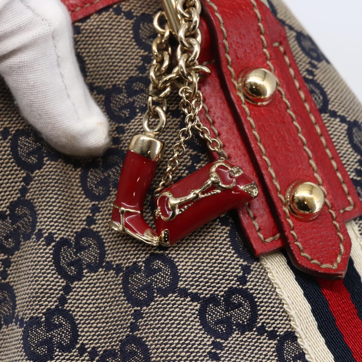 GUCCI GG Canvas Tote Bag Navy Gold 137396 Auth BA6779