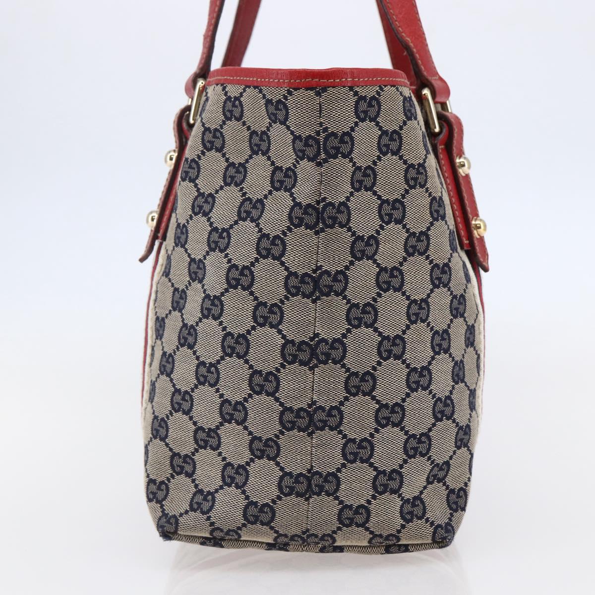 GUCCI GG Canvas Tote Bag Navy Gold 137396 Auth BA6779