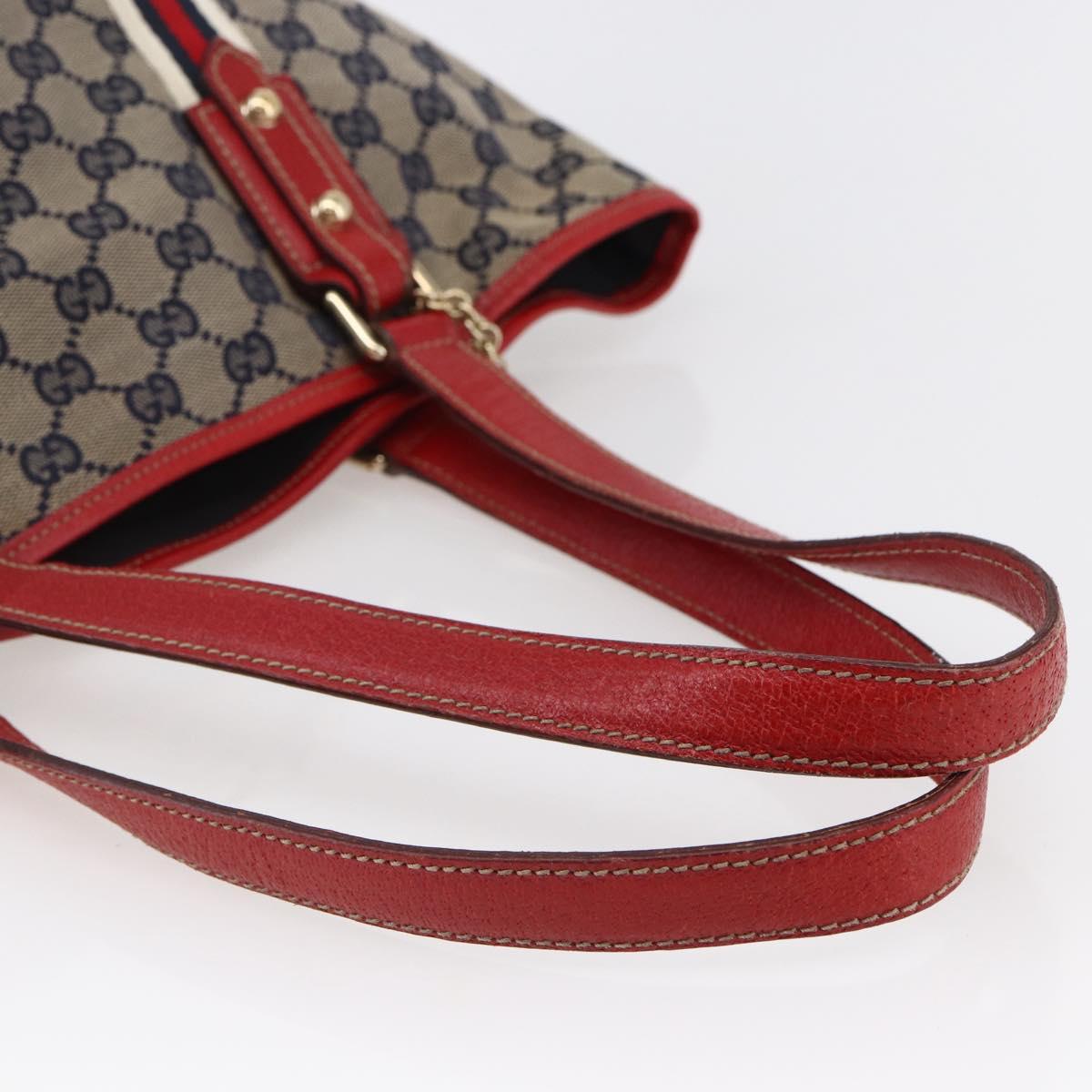 GUCCI GG Canvas Tote Bag Navy Gold 137396 Auth BA6779