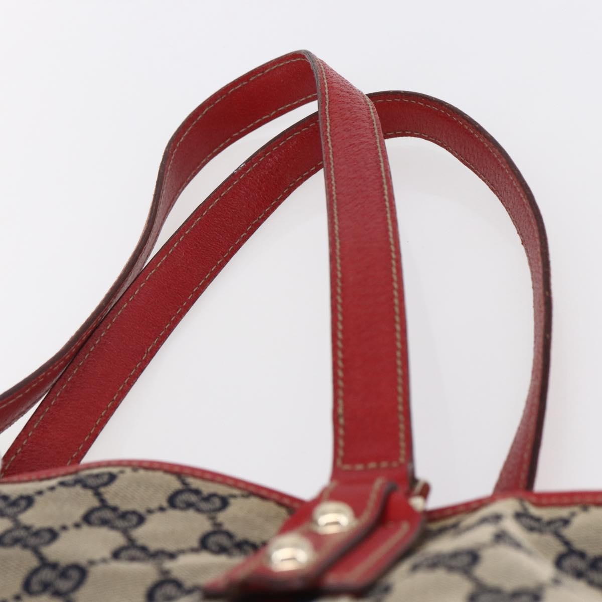 GUCCI GG Canvas Tote Bag Navy Gold 137396 Auth BA6779
