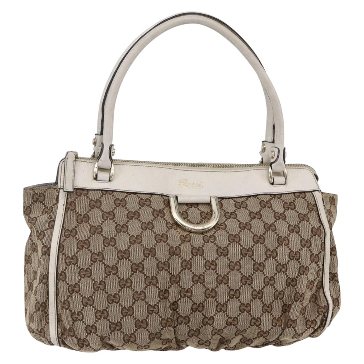 GUCCI GG Canvas Abbey Tote Bag Beige Gold 189831 Auth BA6780