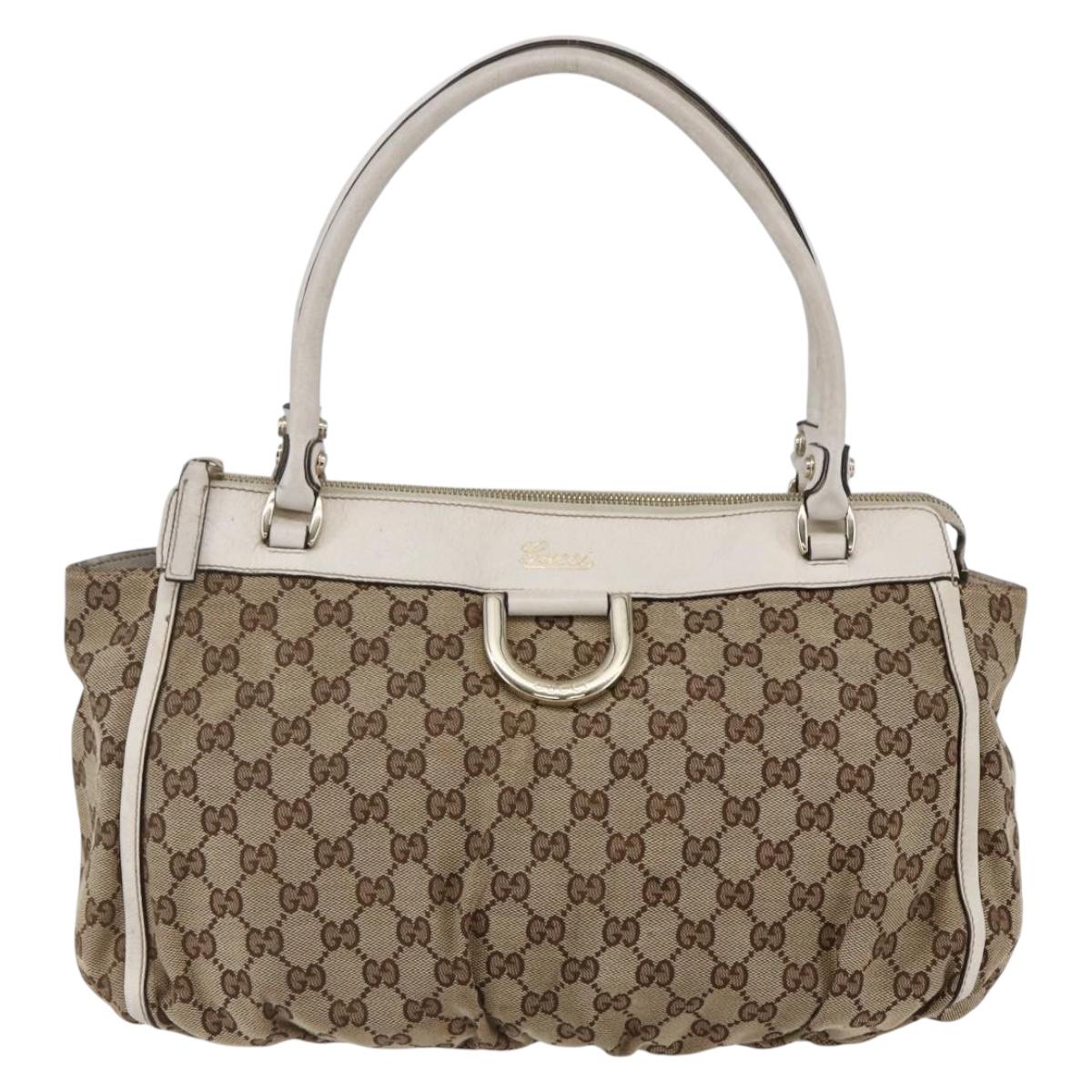 GUCCI GG Canvas Abbey Tote Bag Beige Gold 189831 Auth BA6780