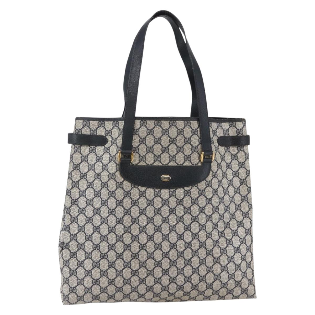 GUCCI GG Supreme Tote Bag PVC Navy Gold 39 02 061 Auth BA6781