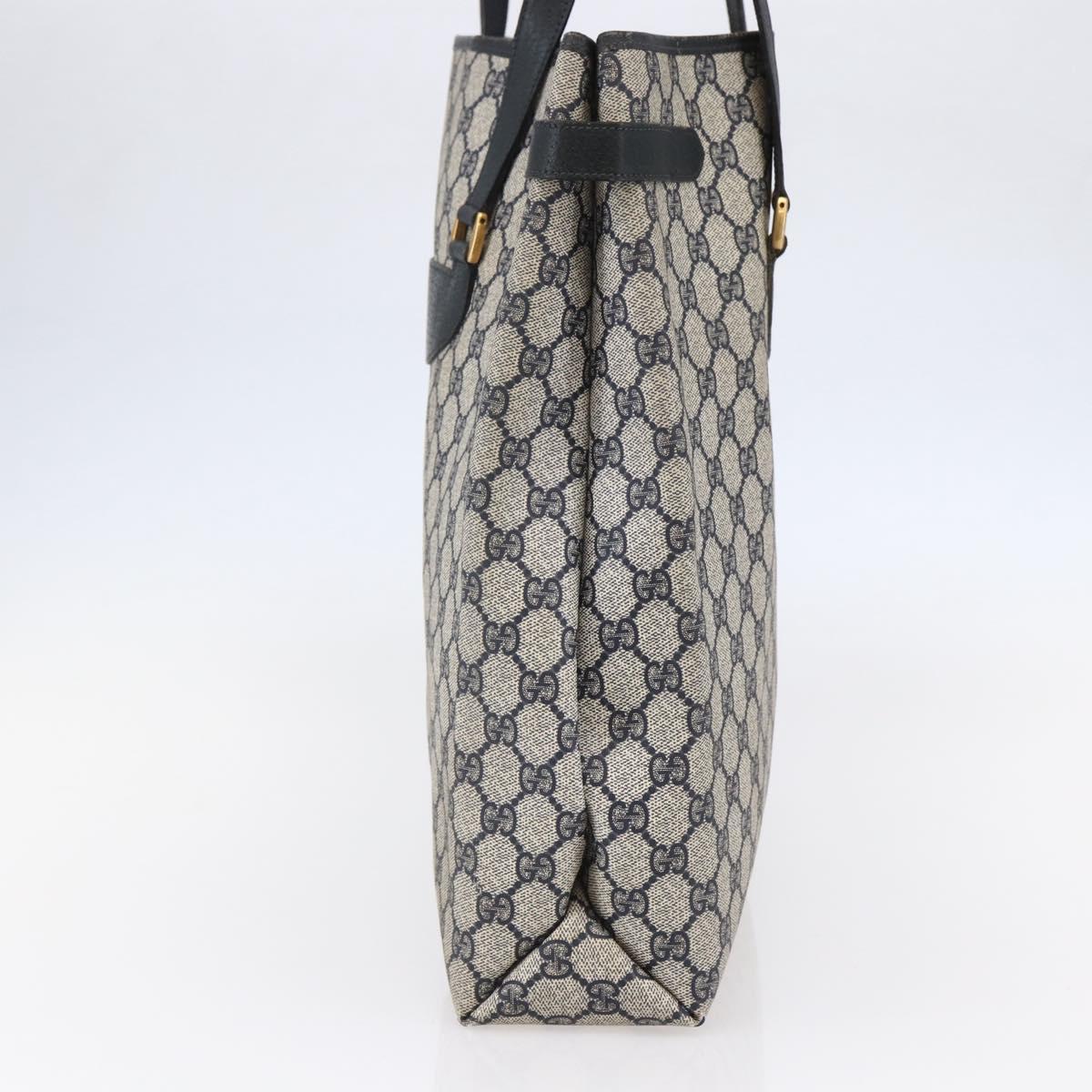 GUCCI GG Supreme Tote Bag PVC Navy Gold 39 02 061 Auth BA6781