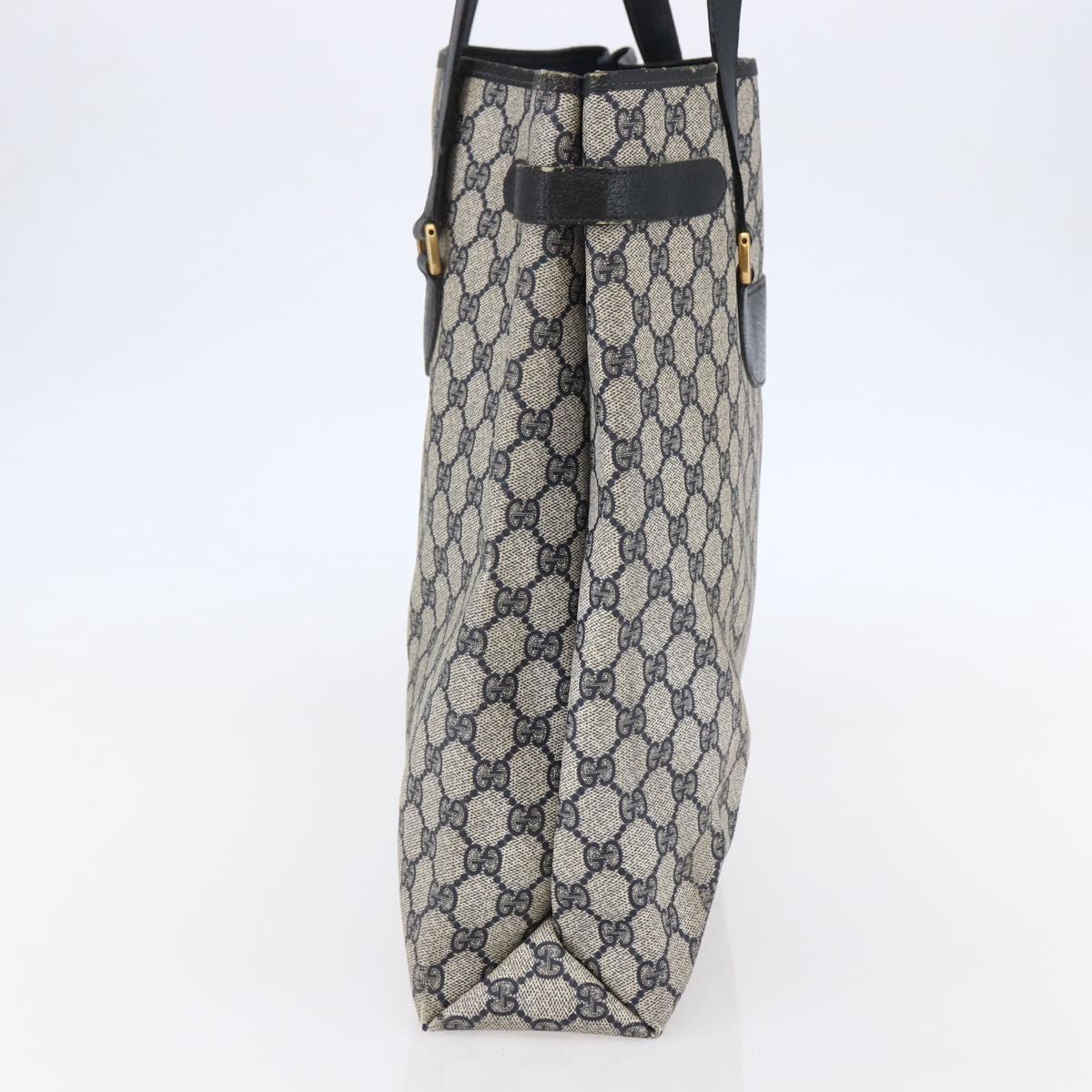 GUCCI GG Supreme Tote Bag PVC Navy Gold 39 02 061 Auth BA6781