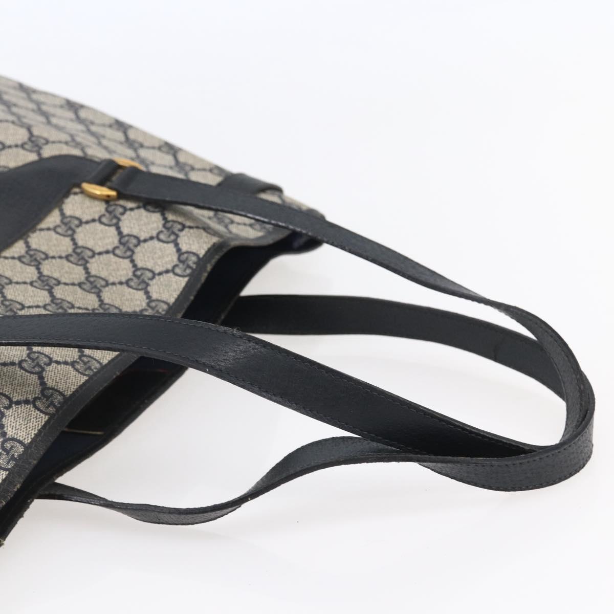 GUCCI GG Supreme Tote Bag PVC Navy Gold 39 02 061 Auth BA6781