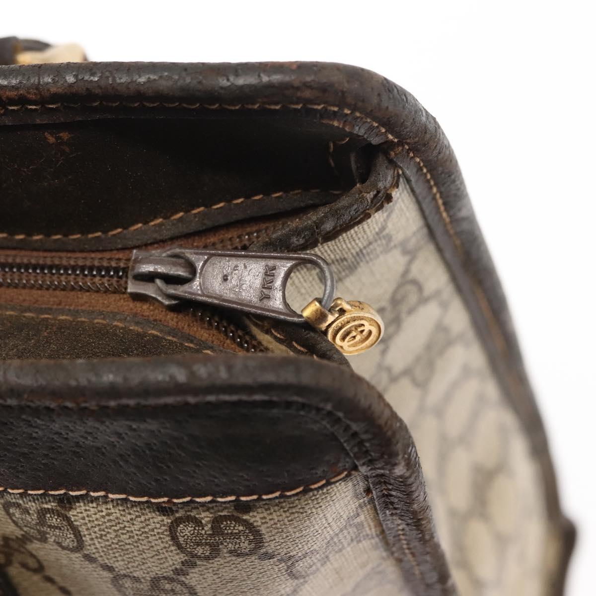 GUCCI GG Supreme Web Sherry Line Hand Bag PVC Beige Gold Auth BA6782