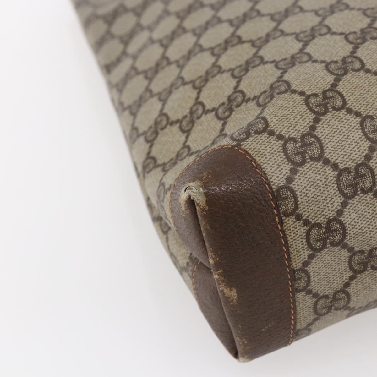 GUCCI GG Supreme Hand Bag PVC Beige Gold 156 02 905 Auth BA6783