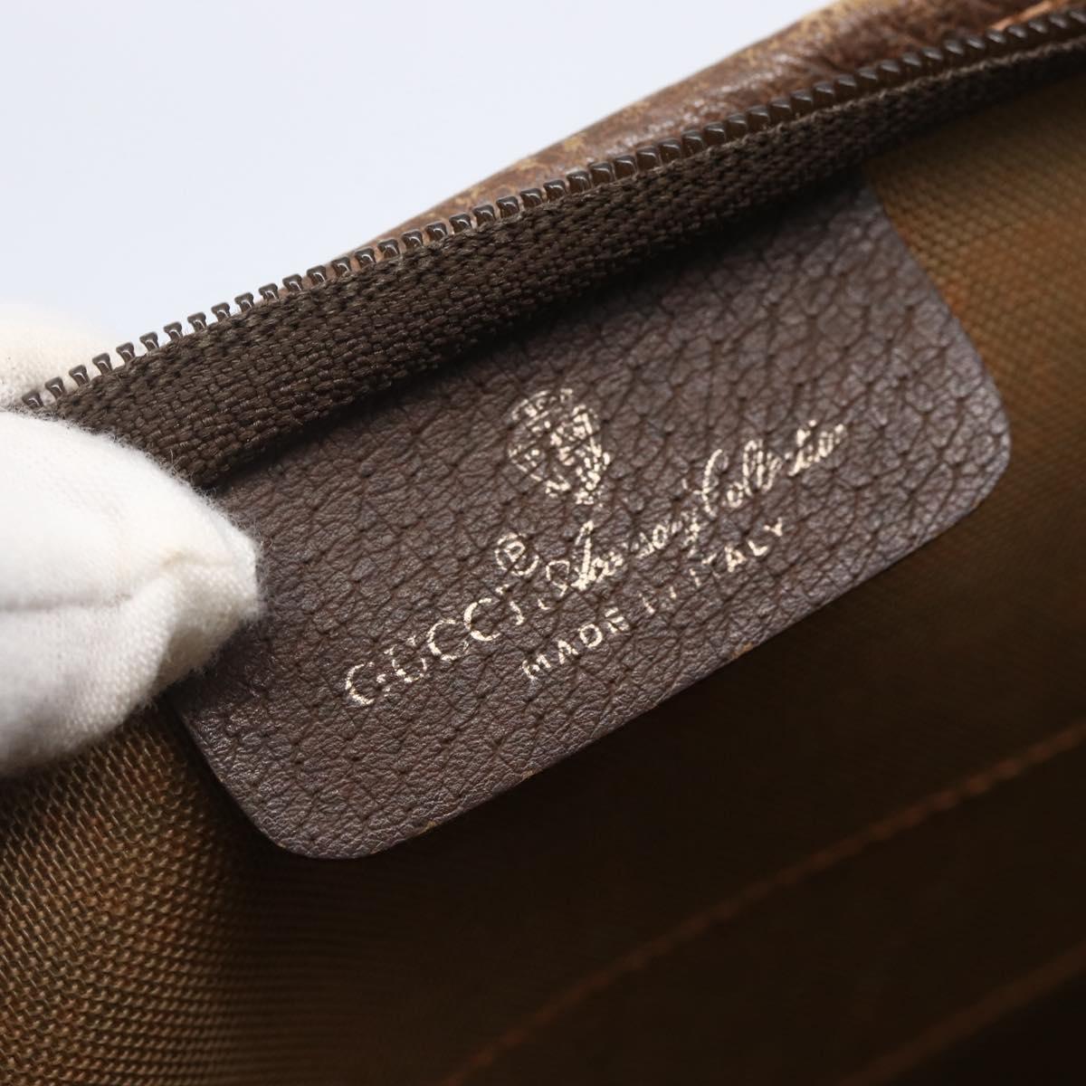 GUCCI GG Supreme Hand Bag PVC Beige Gold 156 02 905 Auth BA6783