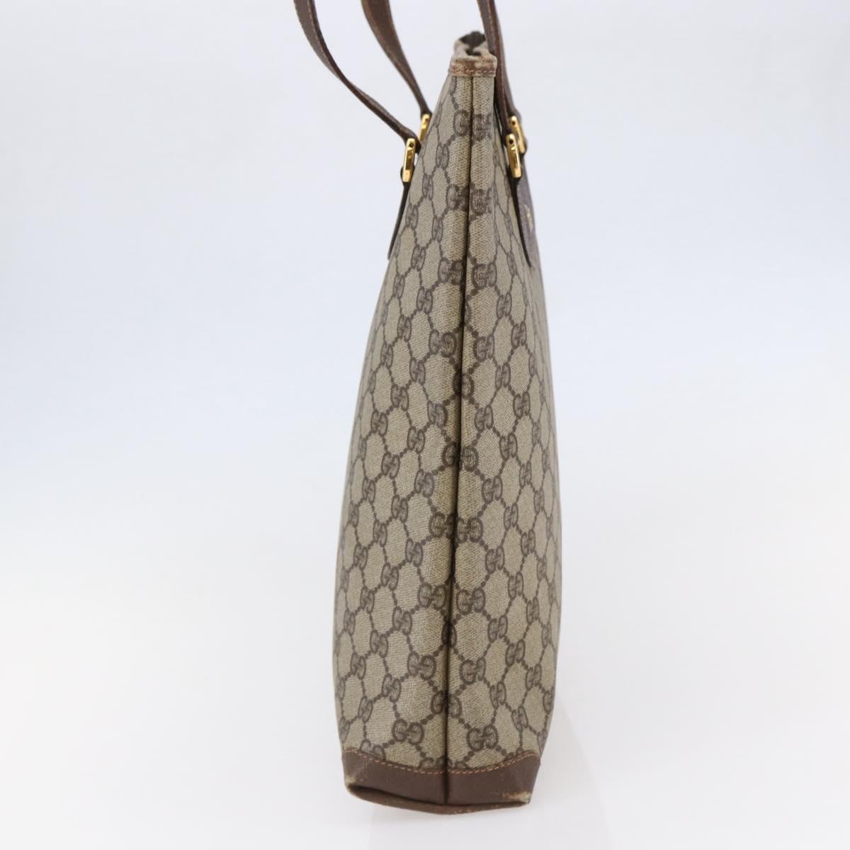 GUCCI GG Supreme Hand Bag PVC Beige Gold 156 02 905 Auth BA6783