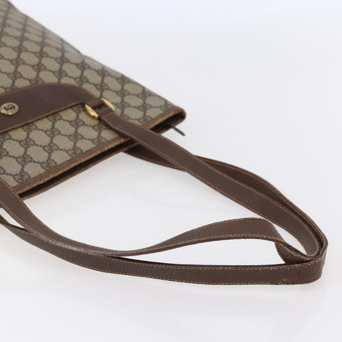 GUCCI GG Supreme Hand Bag PVC Beige Gold 156 02 905 Auth BA6783