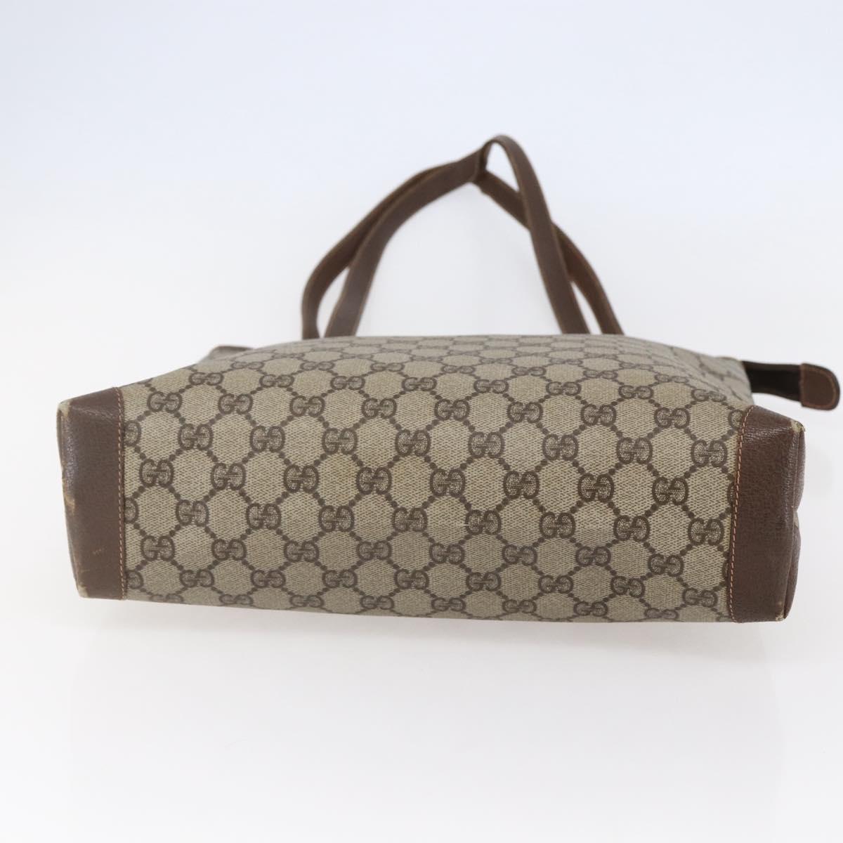 GUCCI GG Supreme Hand Bag PVC Beige Gold 156 02 905 Auth BA6783