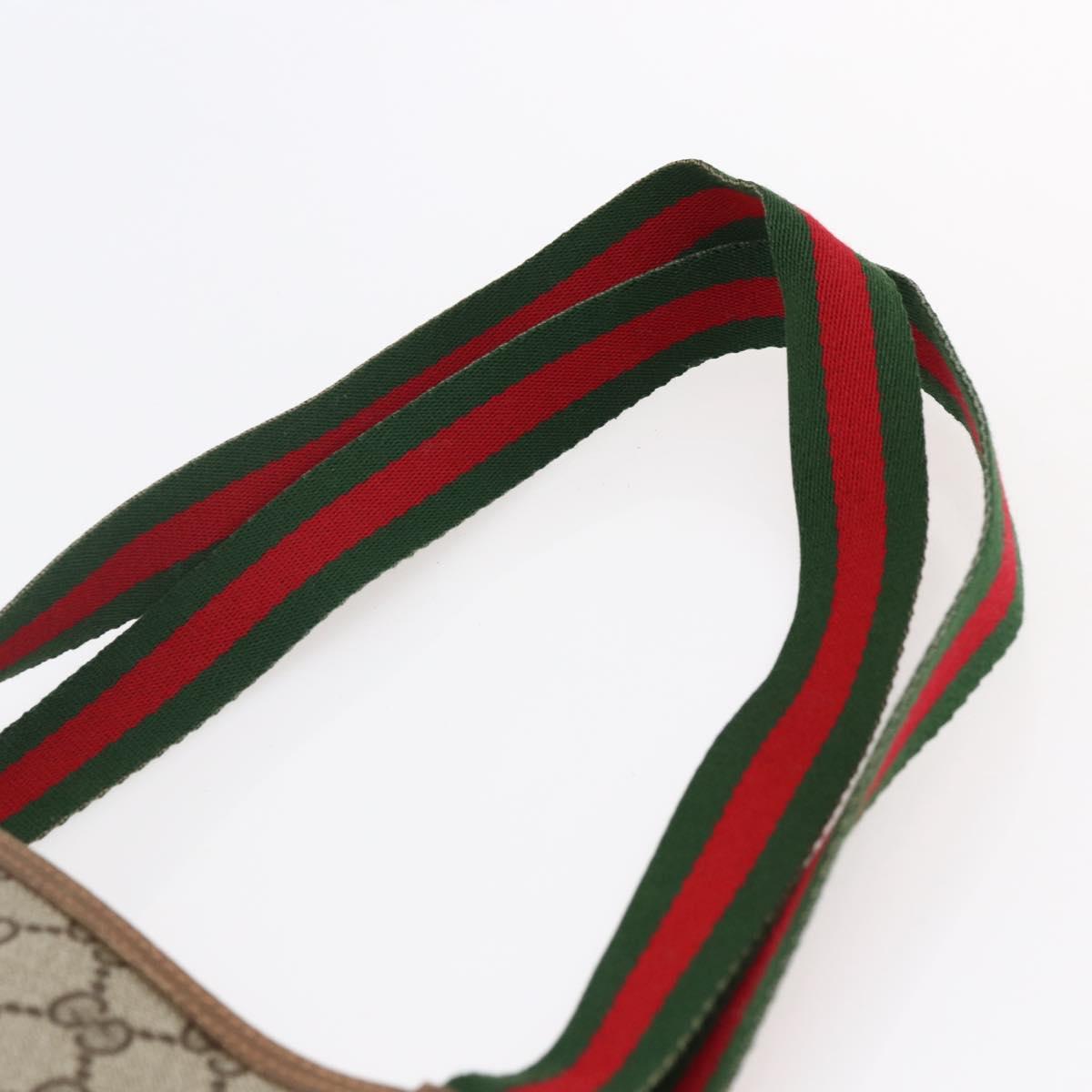 GUCCI GG Supreme Web Sherry Line Hand Bag PVC Beige Gold 39 02 003 Auth BA6784
