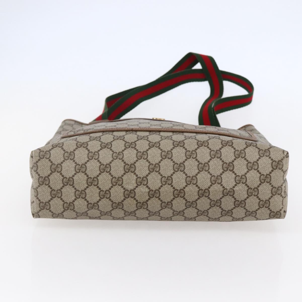 GUCCI GG Supreme Web Sherry Line Hand Bag PVC Beige Gold 39 02 003 Auth BA6784
