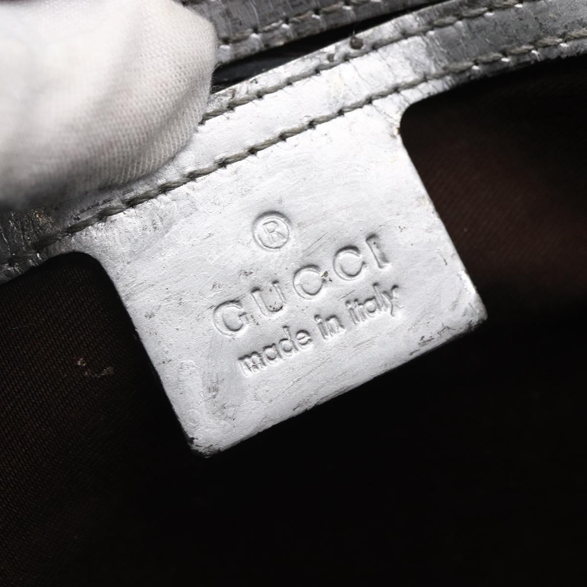 GUCCI GG Canvas Boston Bag PVC Leather Beige Silver Auth BA6788