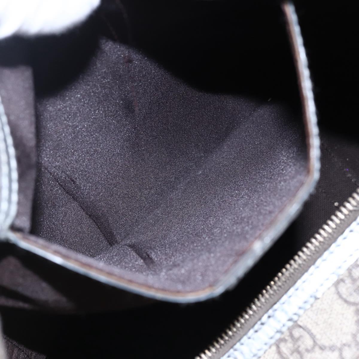 GUCCI GG Canvas Boston Bag PVC Leather Beige Silver Auth BA6788