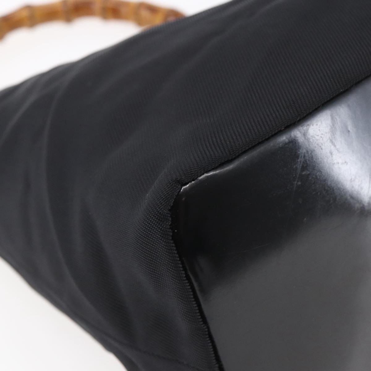 GUCCI Bamboo Hand Bag Nylon Black Silver 000 0531 Auth BA6790