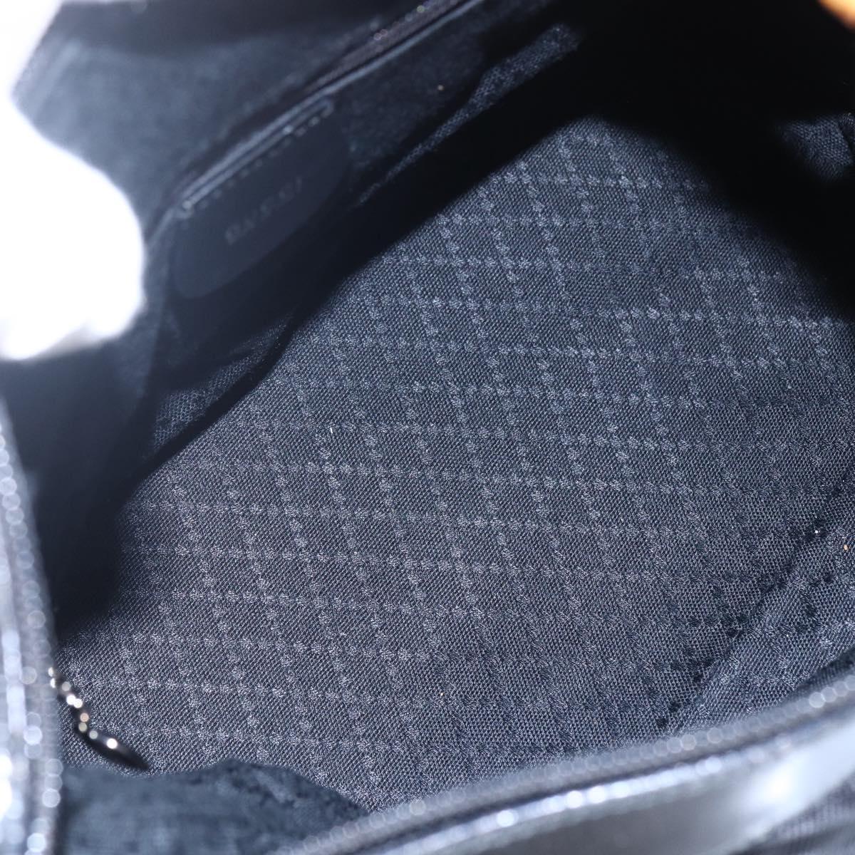 GUCCI Bamboo Hand Bag Nylon Black Silver 000 0531 Auth BA6790